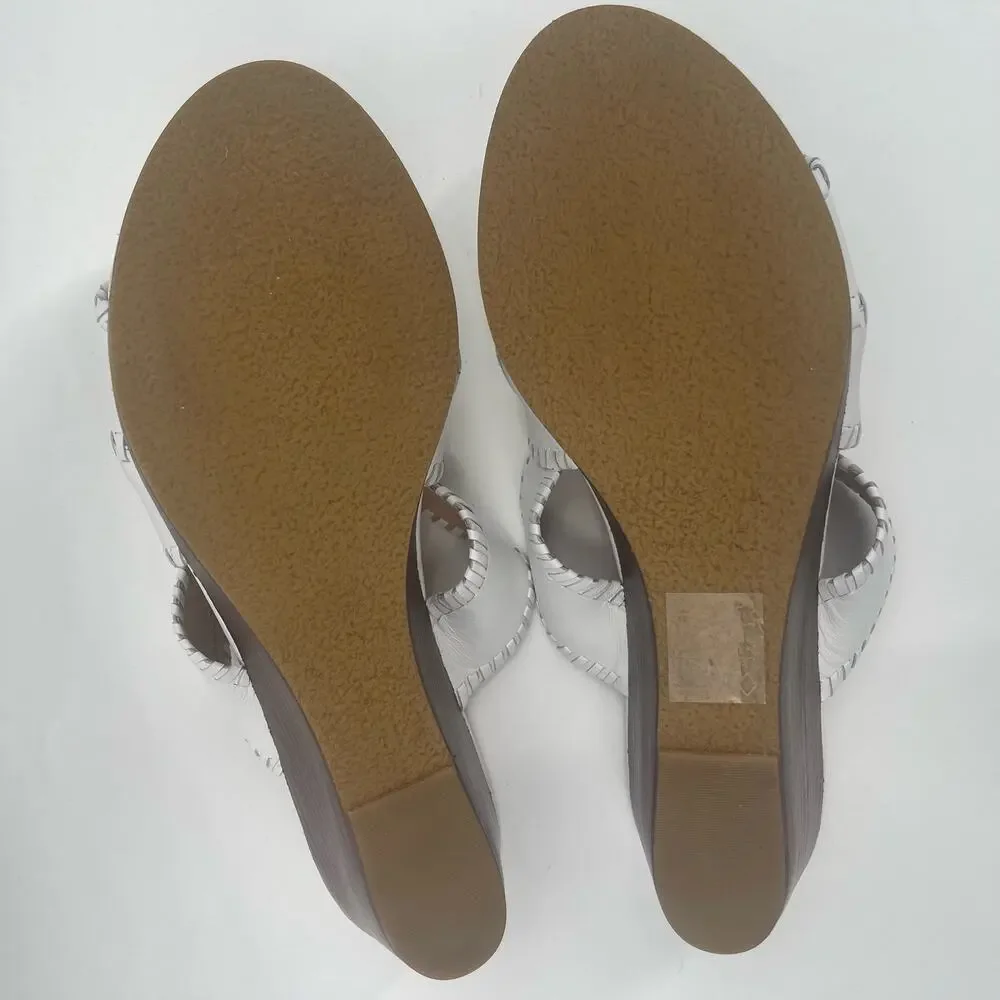 NEW JACK ROGERS Sandals Size 10 Jackie Mid Wedge White Leather Prep Summer NWOT - Picture 11 of 15